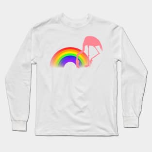 Pink Flamingo End of the Rainbow Long Sleeve T-Shirt